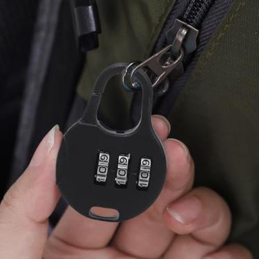 Imagem de Código de combinação de números, cadeado para bagagem, cadeado, bolsa com zíper, mochila, gaveta, armário, ferramentas antifurto, 3,5 x 5 x 1,2 cm (preto)
