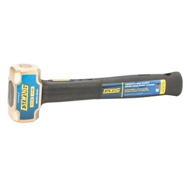 Imagem de Martelo de trenó de latão Estwing de 1 kg para uso em metal/automotivo/mineração, cabeça trancada de aço, cabo indestrutível de 30,5 cm com sobreposição de borracha vulcanizada, orifício reforçado para cordão