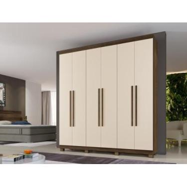 Imagem de Roupeiro Milão 6 Portas 3 Gavetas Benetil, Imbuia/Off White