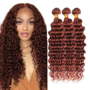 Imagem de Pacotes de cabelo HuxoWax Copper Red Deep Wave 45cm Brazilian
