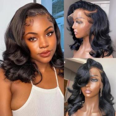 Imagem de Peruca Gureimi Bob 35 cm, cabelo humano, 200 densidades, renda frontal