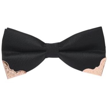 Imagem de SOFPLATE Gravata borboleta preta para padrinhos ajustável imitação cetim seda poliéster decorativo suave lembrancinha de festa elegante clipe de laço para festa de casamento noivo smoking decoração