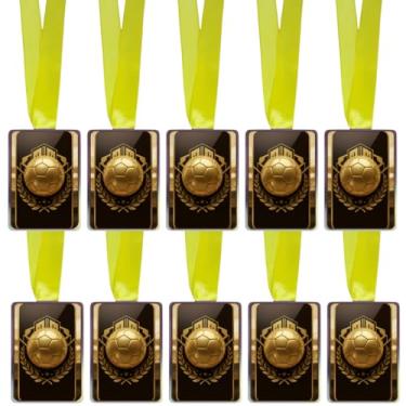Imagem de Medalha Para Futebol De Campeão Premiação Honra ao Mérito para Campeão Com Fita dourada Kit 10 Peças