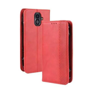 Imagem de Capa para KYOCERA TORQUE G04,Retro Flip magnético,Caso de telefone de couro PU,Design de carteira com 3 slots de cartão e 1 clipe de dinheiro -Red