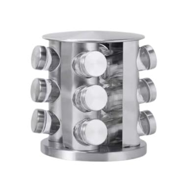 Imagem de Porta Temperos Giratório 12 Peças Aço Inox para Condimentos Especiarias Organização e Praticidade na Cozinha