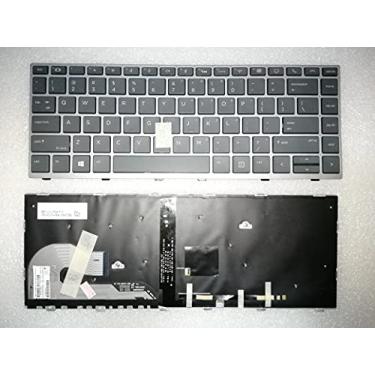 Imagem de SOUTHERNINTL Novo Repalcement para HP 745 840 G5 G6 Zbook 14u G5 G6 US teclado retroiluminado com moldura cinza L12375-001 L15540-001 6037B0138001