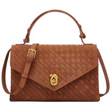 Imagem de Bolsas de tecido para mulheres bolsa de mão bolsa transversal bolsa moderna bolsa Hobo bolsa de ombro bolsa de ombro bolsa de mão para festa de trabalho, Marrom A, 11.1" x 2.8" x 6.7"