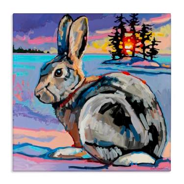 Imagem de Stupell Industries Arte de parede em tela de coelho Golias em fuga, design por Adam Swanson, 91 x 91 cm