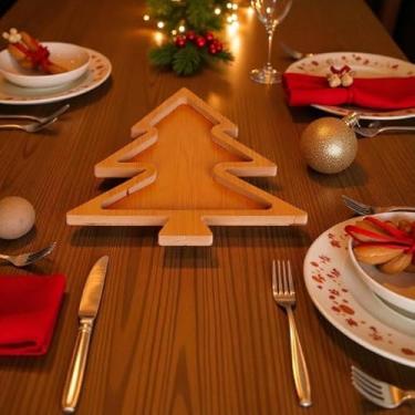 Imagem de Petisqueira MDF Árvore de Natal 21x21cm | Decoração de Mesa para Ceia Natalina