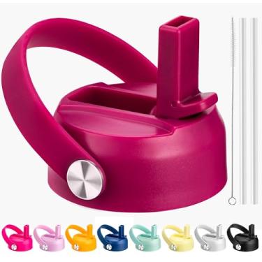 Imagem de Bluwing Tampa de canudo para garrafas de água Hydro Flask de boca larga, tampas com canudo compatível com Hydro Flask 32 1,134 g, tampa de canudo de substituição (Berry