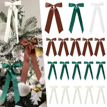 Imagem de CEELGON 24 peças, 3 tamanhos, decoração de laço de cetim, laços de fita longa para quarto, parede, enfeites de árvore de Natal, para guirlandas, festas de casamento, festa de casamento, decoração de