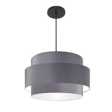 Imagem de Lustre Para Sala De Jantar Vivare Md-4394 Cúpula Em Tecido 50cm Cinza-escuro 127/220v