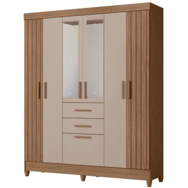 Imagem de Guarda Roupa Solteiro Malta Com Espelho 7 Portas Carvalho Fendi Moval