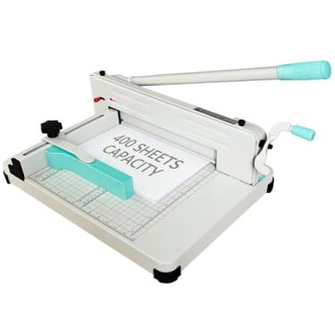 Imagem de Cortador de papel resistente de menta de 30 cm, cortador de papel de guilhotina, capacidade de 400 folhas, aparador de papel empilhável com lâmina de aço sólido para loja de impressões escolares em