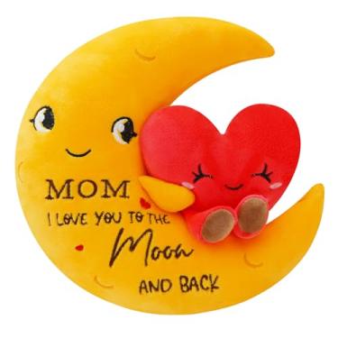 Imagem de NIUBEHOHO Moon Love Plush Mom's Gift - Adorable Heart Stuffed Animal with Sweet Card and Tulle Gift Bag Mom I Love You to The Moon and Back Thanksgiving Day Mother's Day for Women Wife 11 Inch