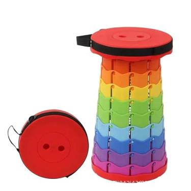 Imagem de Banqueta dobrável atualizada, peso máximo de 226 kg, cadeira dobrável retrátil portátil resistente ou apoio para os pés de viagem, para pesca ao ar livre, caminhadas, churrasco (cor vermelha)