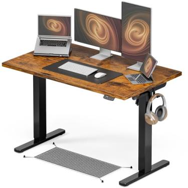 Imagem de Acrolix Mesa de pé ajustável em altura, 122 x 61 cm, mesa de pé sentada, 3 mesas de computador predefinidas de memória, mesa de escritório em casa, mesa de jogos de computador com placa de emenda