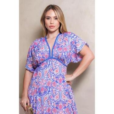 Imagem de Vestido Longo Soltinho Estampa Floral Verão Crepe Tamanho:Unico;Cor:-Feminino