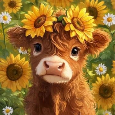 Imagem de Kits de ponto cruz com estampa de flores de vaca – Kits de ponto cruz contado com bordado para iniciantes e adultos, margarida e girassol, dimensões de ponto cruzado, kits de bordado, artes e