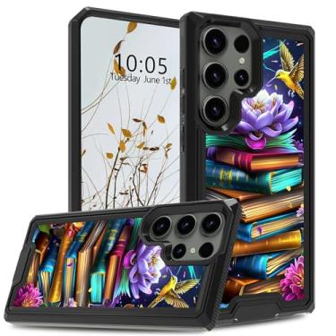 Imagem de RWUTYTIUL Capa para celular Samsung S24 Ultra 6,8 polegadas para mulheres e homens, capa protetora de camada dupla à prova de choque resistente de silicone para Samsung Galaxy S24 Ultra 5G, Book Peony