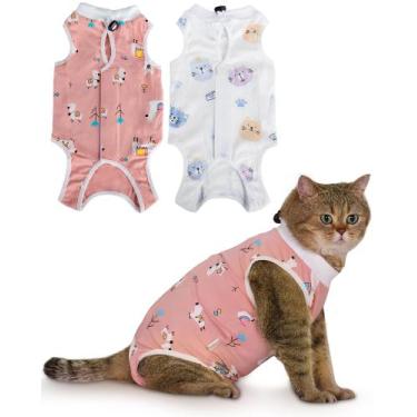 Imagem de Pacote com 2 unidades Cat Recovery Suit ANWA para gatos após cirurgia