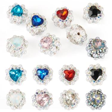 Imagem de Spritewelry 8 peças de contas focais de strass para caneta, contas de argila brilhante, contas focais com contas de imitação de pérolas para canetas, colar e pulseira