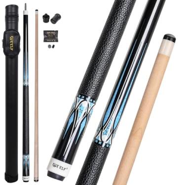 Imagem de CUEELF Conjunto de tacos de sinuca profissional de 2 peças com eixo de deflexão baixa de 147 cm com ponta de 12,5 mm com cabo de couro premium (WD-CA22-1029-04, 552 g)