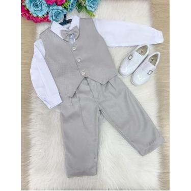 Imagem de Conjunto Miss Cherry Social com Colete Cinza Claro e Acessórios, Ash, 