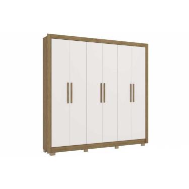 Imagem de Guarda Roupa Casal 6 Portas E 3 Gavetas C/ Pés Cb04m569 Nogueira/branco - Kappesberg