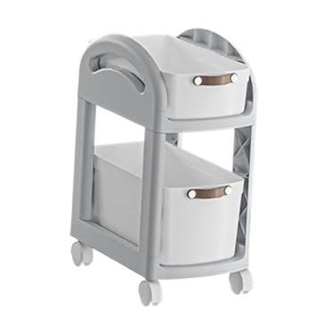 Imagem de Ｂｅｓｇａ Carrinho de rolamento sobre rodas, utilitário, rack de vegetais, organizador, estante móvel para lavanderia, escritório, sala de jantar, cozinha, 2 Camadas Cinza