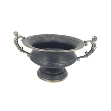 Imagem de IEUDNS Vaso de flores retrô, suporte para arranjo de flores, vaso de ferro versátil europeu, decoração de mesa para pátio, gramado, Preto