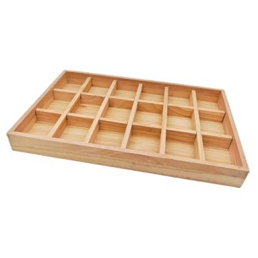 Imagem de Anktily Bandeja de triagem de madeira, organizador de divisória de madeira, caixa de exibição para casa, artesanato, escritório, cozinha (18 grades)