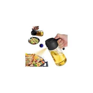 Imagem de Fratelli Milano Porta Azeite e Vinagre de Vidro, 450ml, Transparente e Preto, 19cm x 8cm, Dosador Borrifador para Cozinha