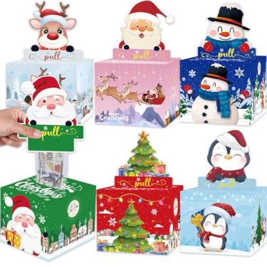 Imagem de Meiidoshine, Pacote com 6 caixas de dinheiro de Natal para puxar dinheiro de presente, suporte surpresa para crianças e adultos, caixa de dinheiro divertida DIY para mulheres, homens, meninas, meninos