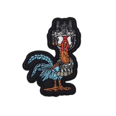 Imagem de Ruoming 1 peça de adesivos de animais com gancho e laço bordado tático militar nacional (galinha de luta 1)