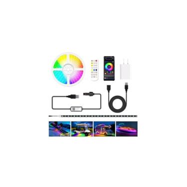 Imagem de Fita de luz LED endereçável Smart WS2812B RGB+IC, 16,4 m 5 V alimentada por USB em torno de luzes de snowboard, IP65 à prova d'água Dream Color Chasing Boat Lights para carrinho de golfe, trailer