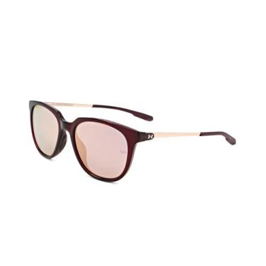 Imagem de Under Armour Óculos de sol ovais femininos Ua Circuit, Marrom escuro/ouro rosa, 54mm, 18mm