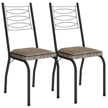 Imagem de Kit 2 Cadeiras Tubular Europa 262 Preto Assento Rattan Artef Rattan