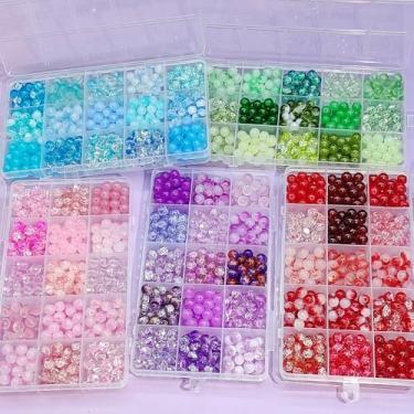 Imagem de Kit de fabricação de joias de contas de vidro com 375 peças – contas de cristal cintilantes para pulseiras DIY, colares, suprimentos de artesanato, roxo