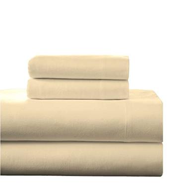 Imagem de Pointehaven Conjunto de bolso profundo de flanela com lençol de cima grande, solteiro, marzipão