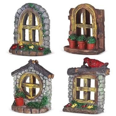 Imagem de Garneck 4 peças de estatuetas de vaso de flores e enfeites de decoração de aquário, decorações de jardim em miniatura para casa, acessórios de paisagem de aquário (estilos variados)