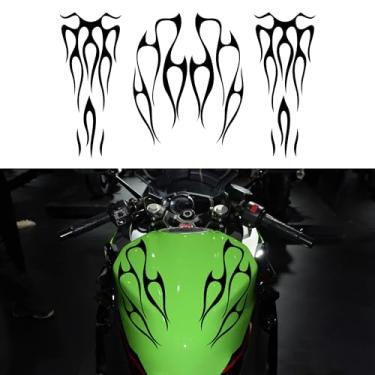 Imagem de TOMALL Adesivos de vinil de chamas de tanque de gasolina para motocicleta carro automotivo exterior universal tanque de combustível para-choque listras de fogo decalques acessórios de decoração (preto