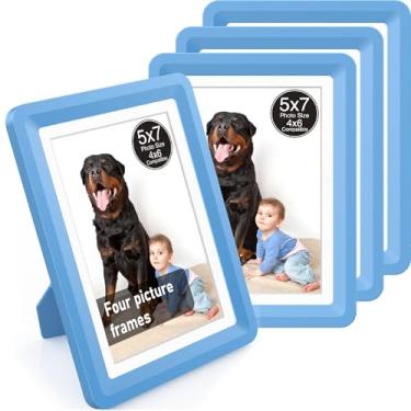 Imagem de vilkok Porta-retrato com tapete de 12 x 17 cm, instalação em 5 segundos sem ferramentas, molduras de design de segurança sem metal, molduras leves vêm em 8 cores para decoração de casa, casamento e