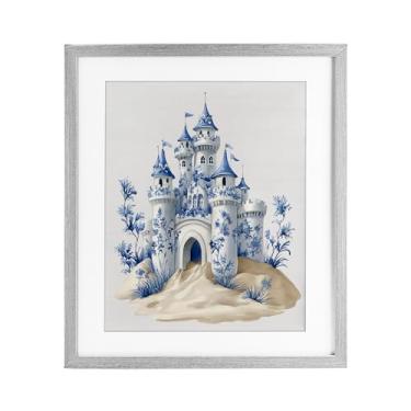 Imagem de Stupell Industries Funky Toile Castle Impressão emoldurada cinza sob vidro, design por Lettered and Lined, 16 x 13