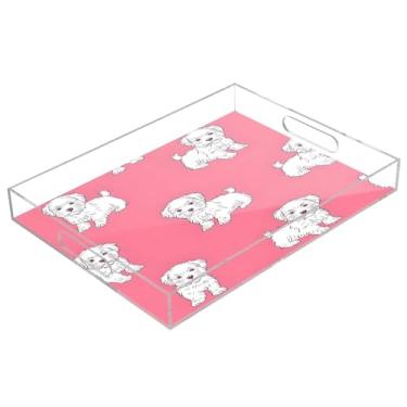 Imagem de STAYTOP Bandeja de servir de acrílico fofa para cães, 15,7 x 11,20 cm, à prova de derramamento, organizador de bancada para café da manhã, chá, comida, maquiagem
