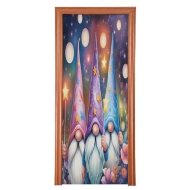 Imagem de Qilmy Decoração de capa de porta de gnomos de Natal 89 x 200 cm tecido grande placa de decoração de festa de feriado para porta da frente varanda decoração externa janela parede 131