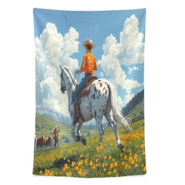 Imagem de STAYTOP Tapeçaria de parede caubói tropa do deserto tapeçarias para decoração de casa dormitório sala de estar quarto tapete de parede (90 × 60 pol)