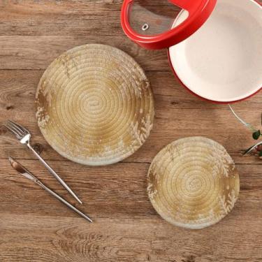 Imagem de CEBUGI Conjuntos de suportes de panela redondos de algodão para panelas quentes resistentes ao calor para cozinhar e assar, 2 peças de flocos de neve brancos