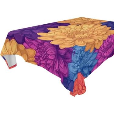 Imagem de Burbuja Toalha de mesa de crisântemo, toalha de mesa quadrada anti-rugas grossa para decoração de jantar, cozinha, festa, 137 x 137 cm