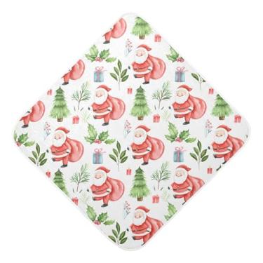 Imagem de Burbuja Toalha de banho para bebê Papai Noel - Toalha com capuz de musselina macia e absorvente para recém-nascidos, 89 x 89 cm